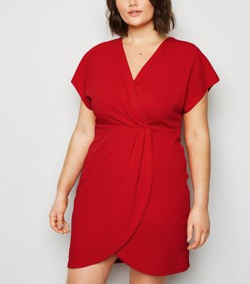 Mela Curves Red Wrap Dress | New Look